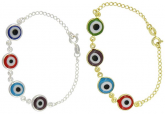kit 2 Pulseira 1 folheada a prata 1 folheada a ouro